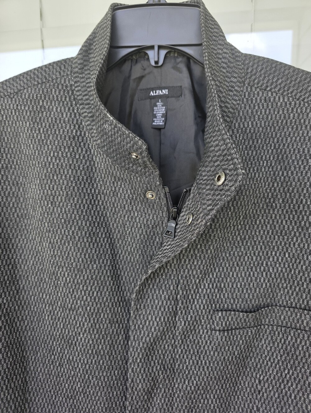NWT Alfani $139.50 Gray Textured Sport Coat Jacket Large Modern Stretch Blazer - Picture 5 of 12